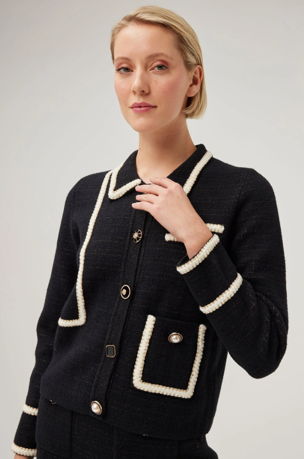 Sparkle Knit Chanel Inspired Cardigan – Petra Karthaus Sparkle Knit Chanel Inspired Cardigan – Petra Karthaus