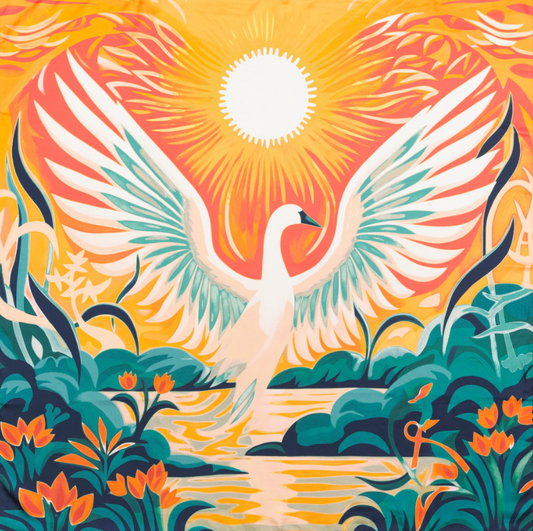 Golden Swan Silk Square