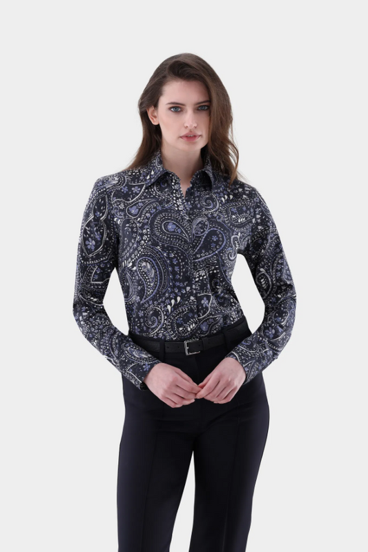 Cotton Satin Paisley Blouse