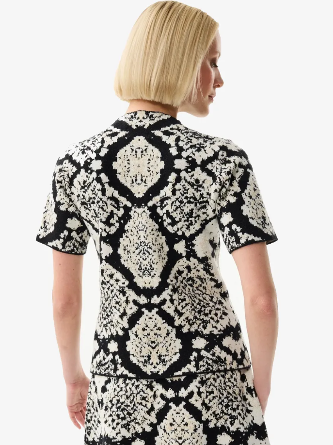 Baroque Print Mock Neck Sweater