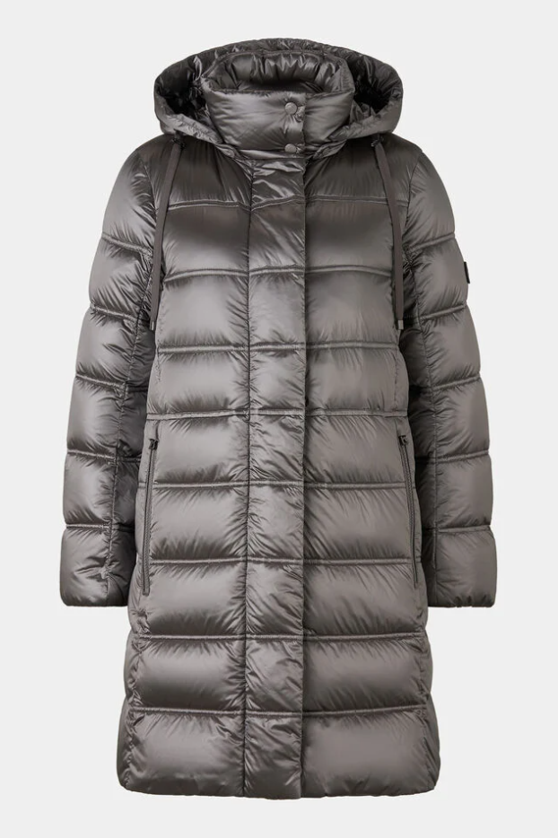 Metallic Down Coat w. Detachable Hood