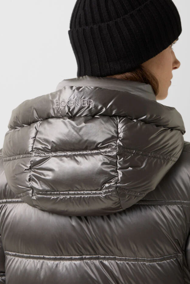 Metallic Down Coat w. Detachable Hood