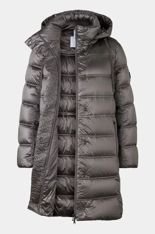 Metallic Down Coat w. Detachable Hood