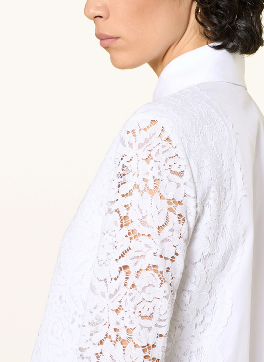 Cotton Blouse with Lace Sleeves