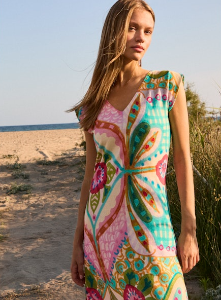 Vacation Barbie V-Neck Knit Dress