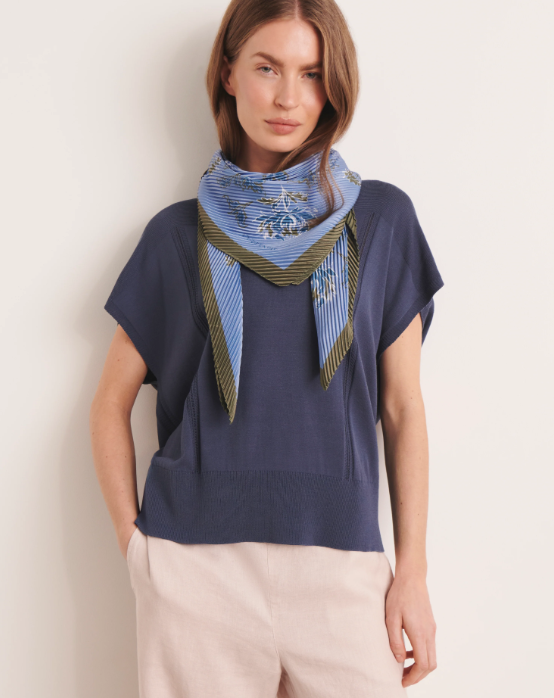 Pleated Satin Square Scarf
