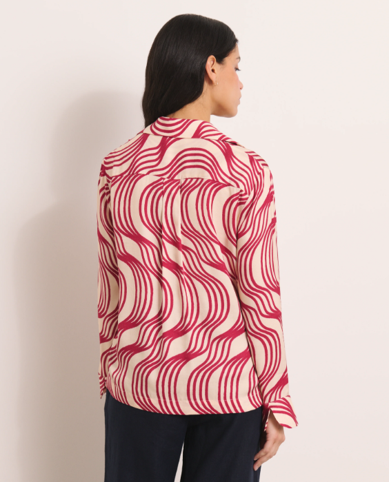 Geometric Twill Single Button Blouse