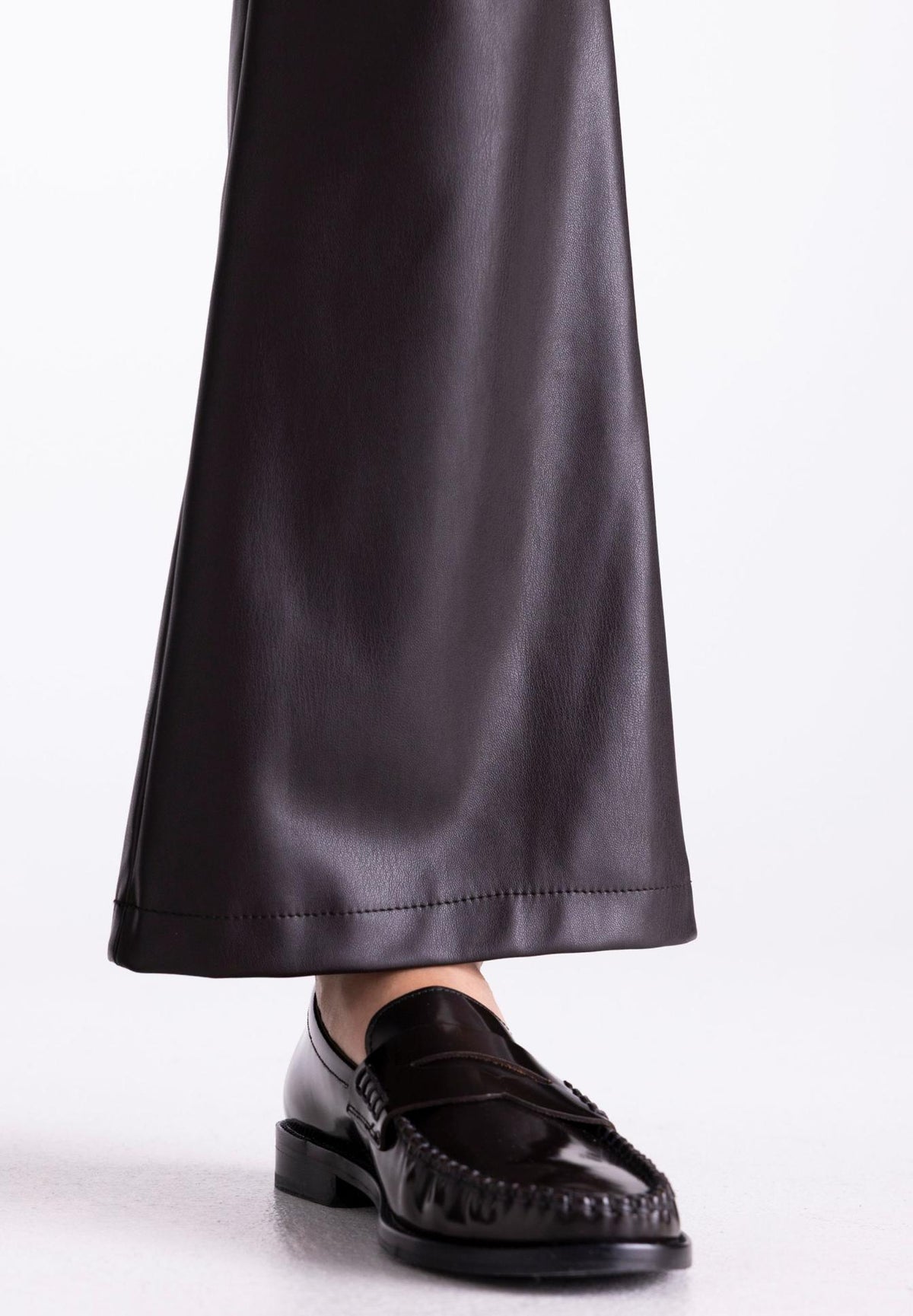 Flared Leg Leather Look Pants