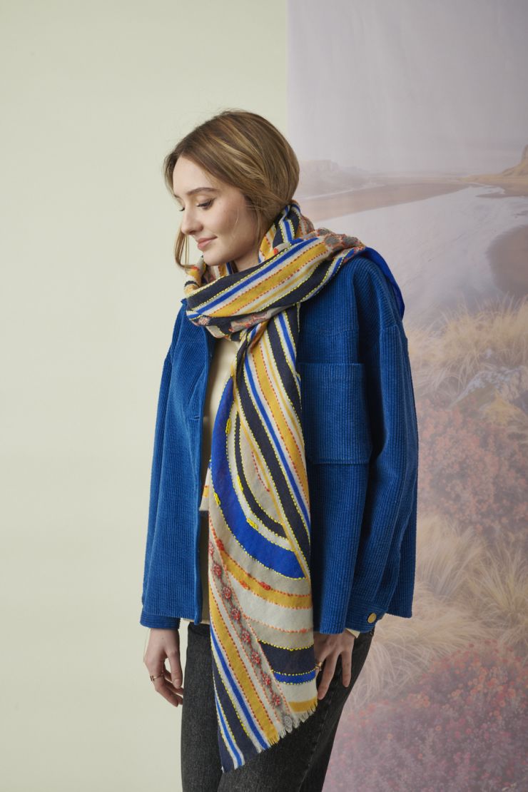 Horizon Embroidered Wool Scarf