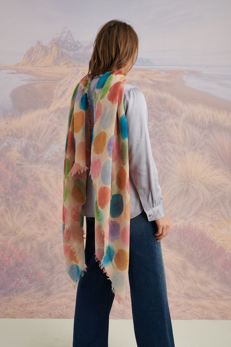 Painted Polka Dots Wool Scarf