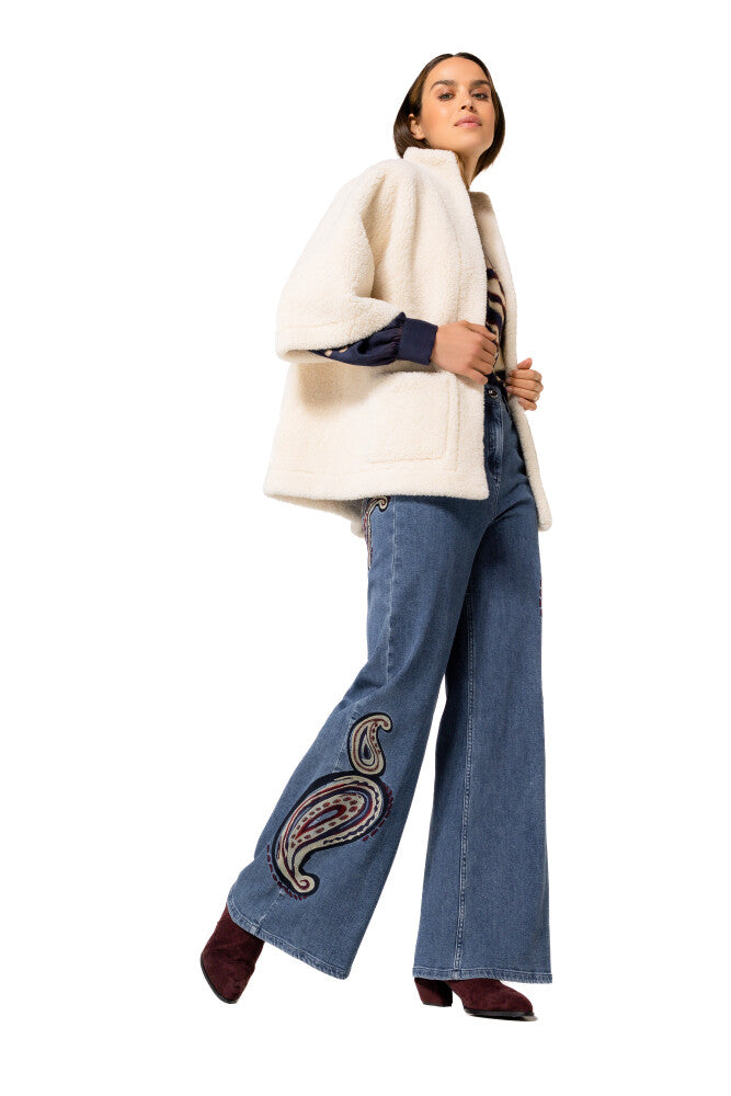 Embroidered Paisley Wide Leg Jean