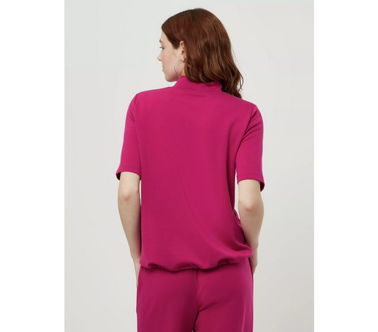 Half-Sleeve Mock Neck Jersey Top