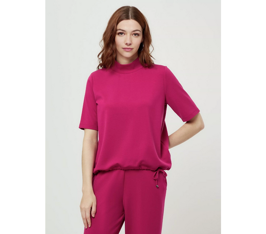 Half-Sleeve Mock Neck Jersey Top