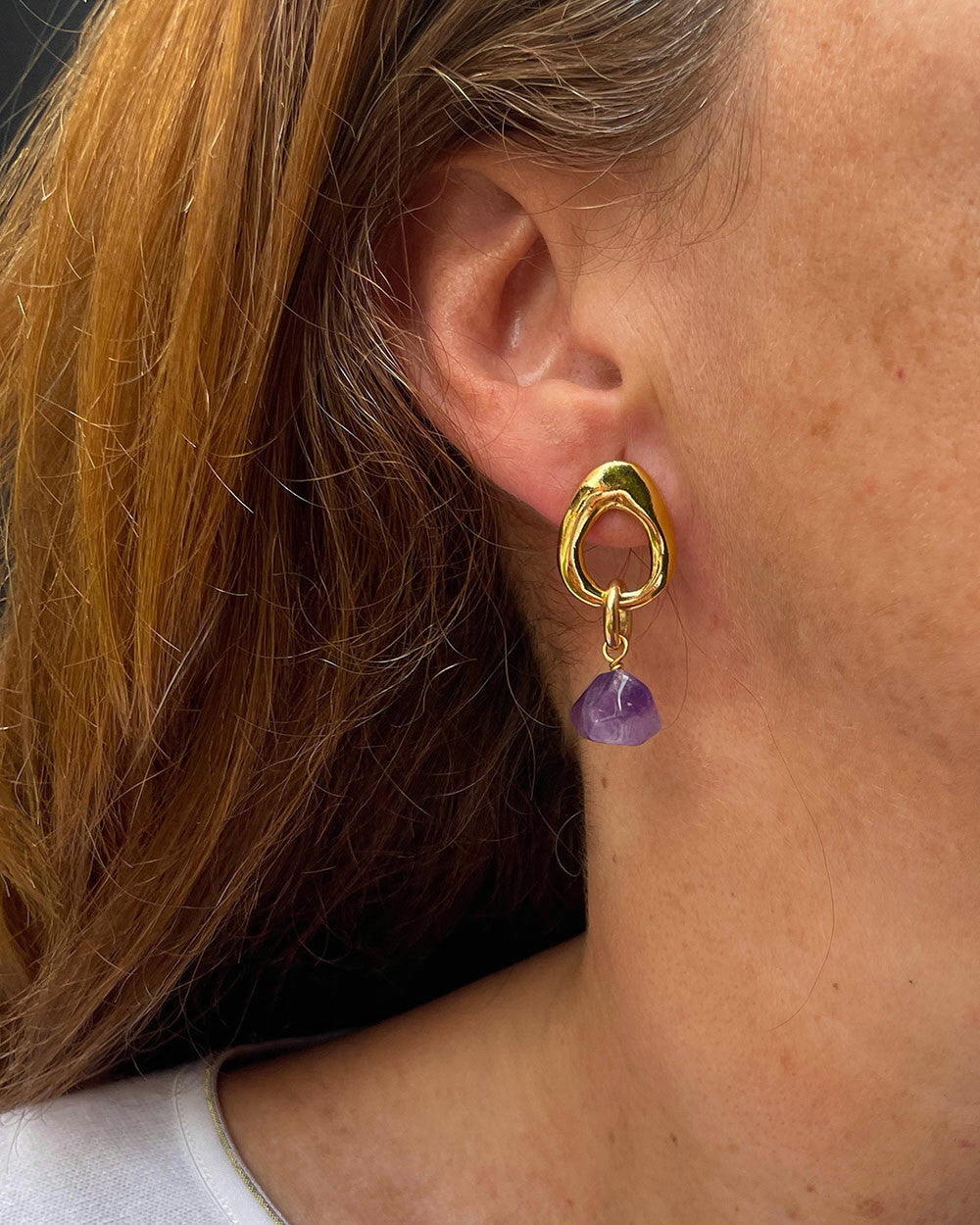 Gold-plated Amethyst Earrings