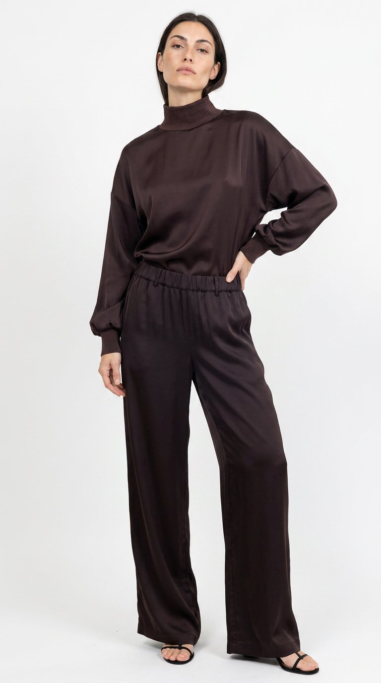 Sparkle Mock-Neck Silky Sweater