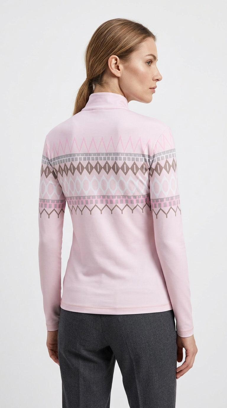 Zig-Zag Detailed Jersey Zip Top