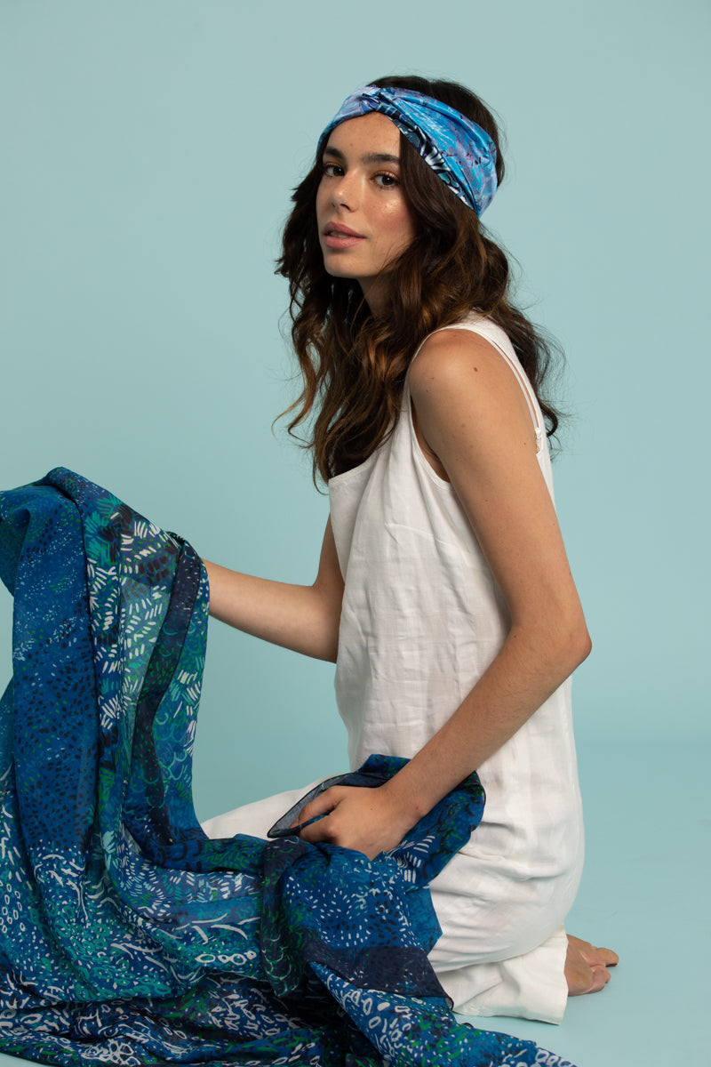 Lilly Pad Patterned Cotton Scarf