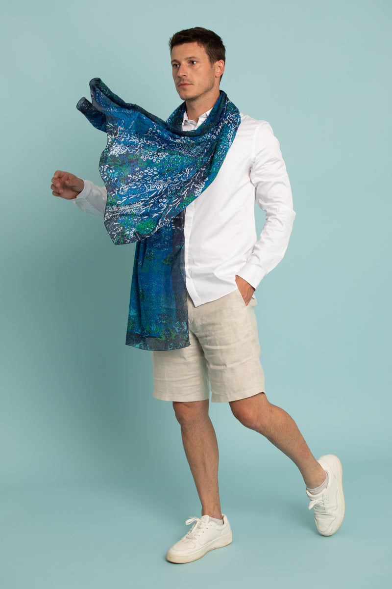 Lilly Pad Patterned Cotton Scarf