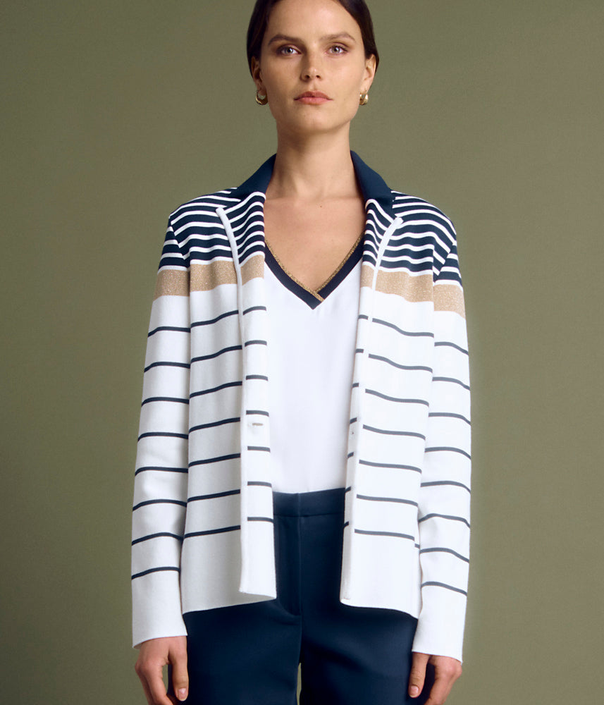 Luxe Striped Knit Blazer