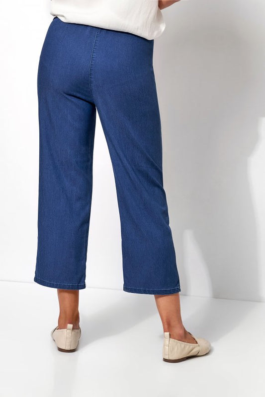 Diagonal Zip Denim Pull-On Pant