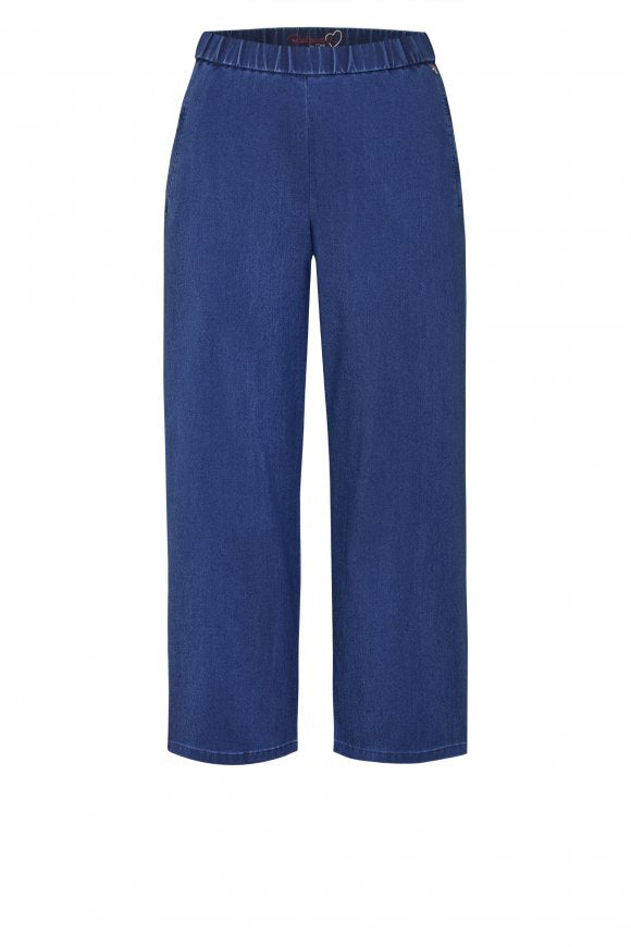 Diagonal Zip Denim Pull-On Pant