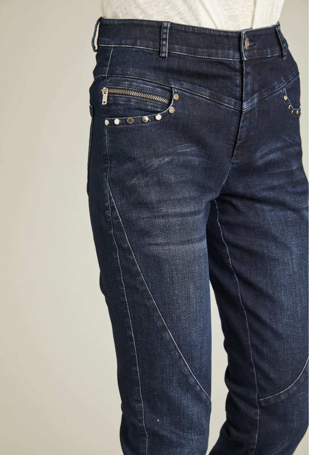 STUDDED POCKET DENIM PANT