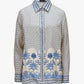 Linen Palm Print Oriental Tunic Blouse