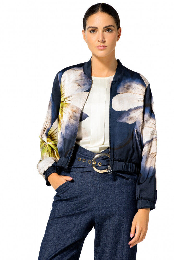 Silky Orchid Cropped Bomber Jacket