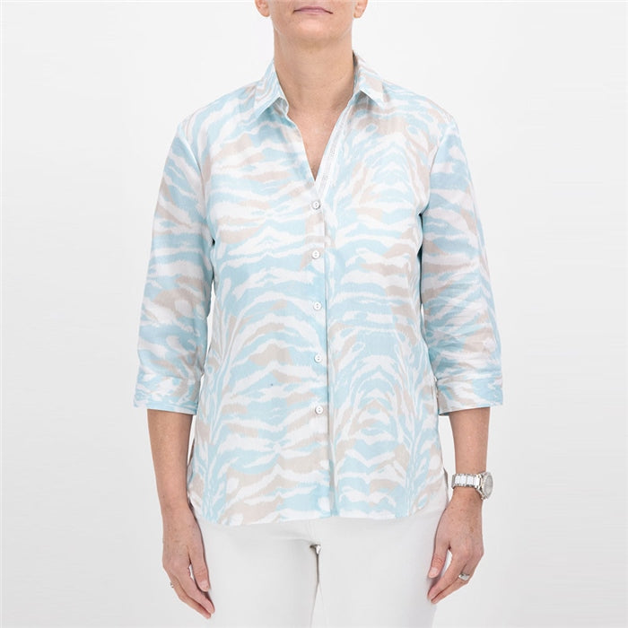 Aquatic Zebra Print Tunic Blouse