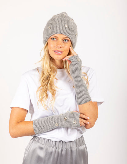 Gem Studded Fingerless Gloves + Toque