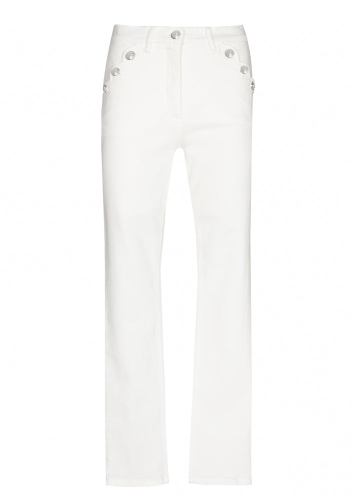 Scalloped Pockets Straight Leg Jean