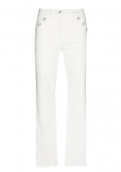 Scalloped Pockets Straight Leg Jean