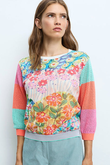 Crochet Sleeves Flower Garden Sweater