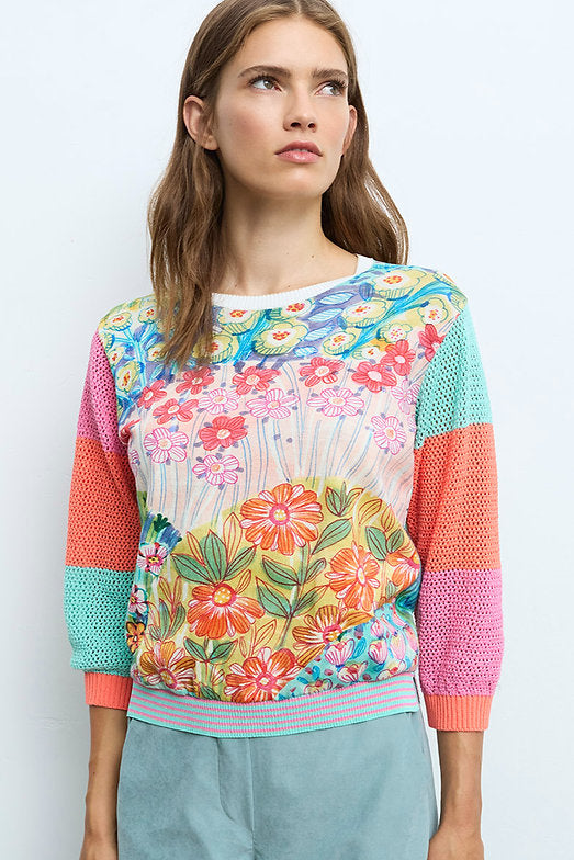 Crochet Sleeves Flower Garden Sweater