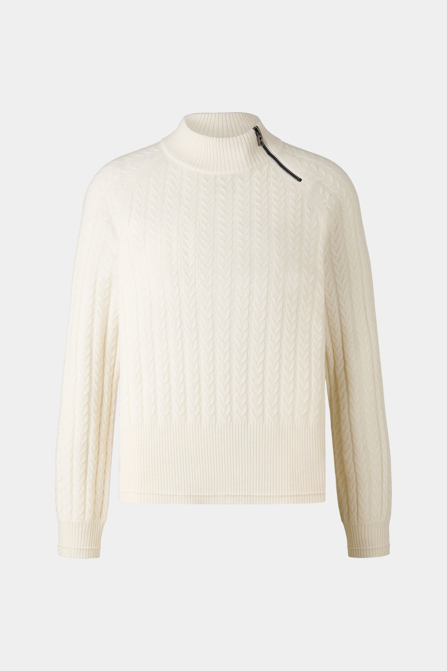 Cable Knit Sweater w. Zip Shoulder Detail