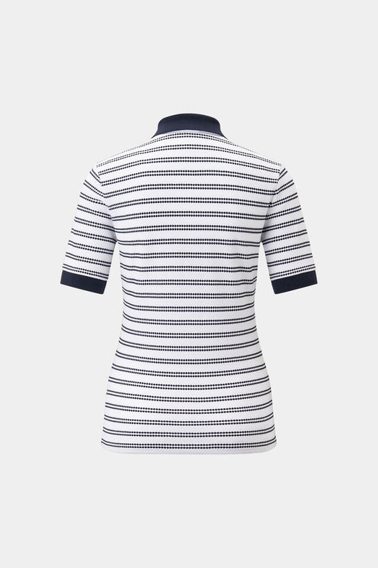 Striped Half-sleeve Polo Knit