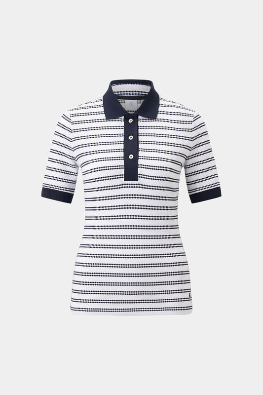 Striped Half-sleeve Polo Knit