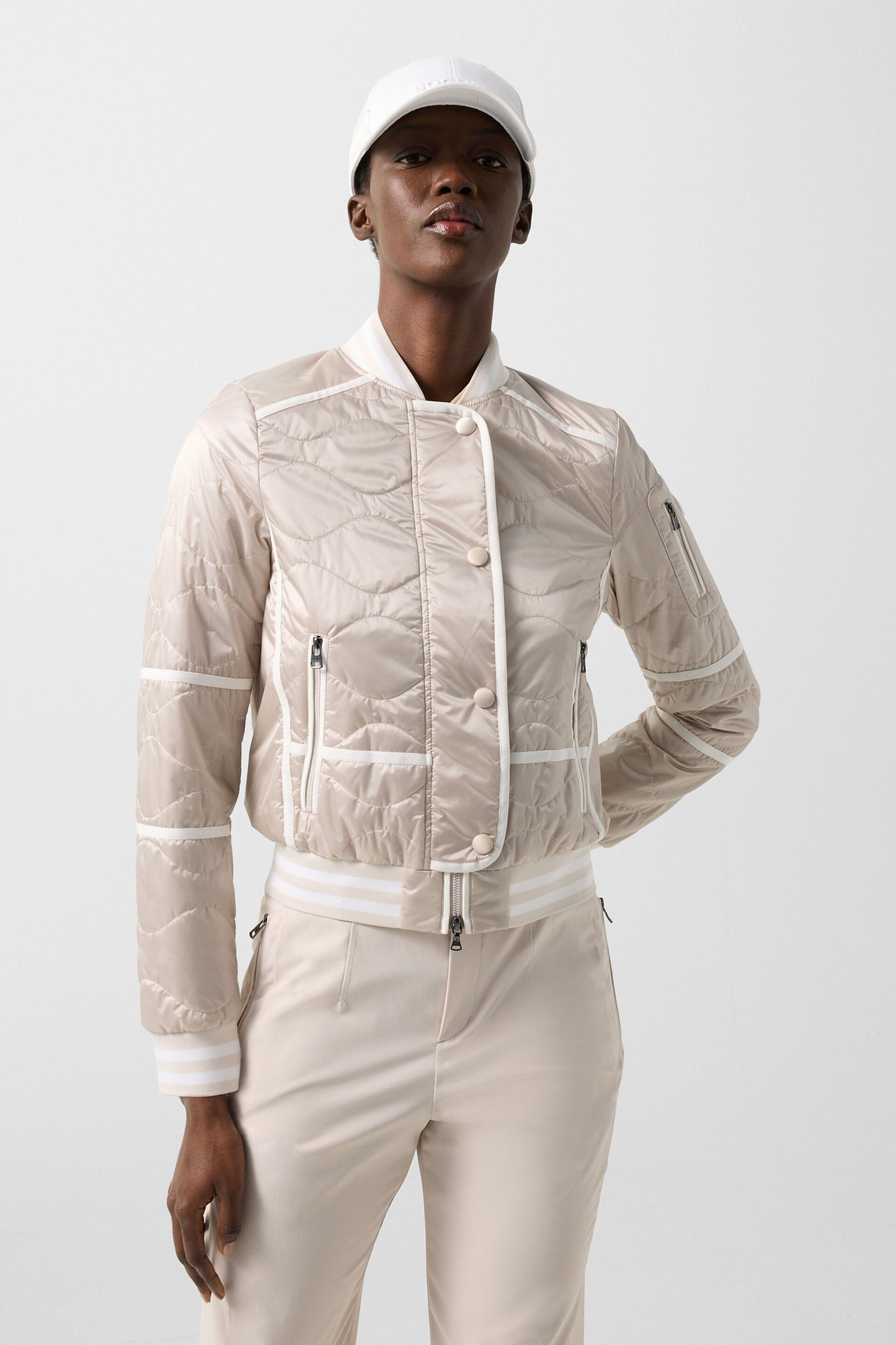 Wave Quilted Bomber Jacket
