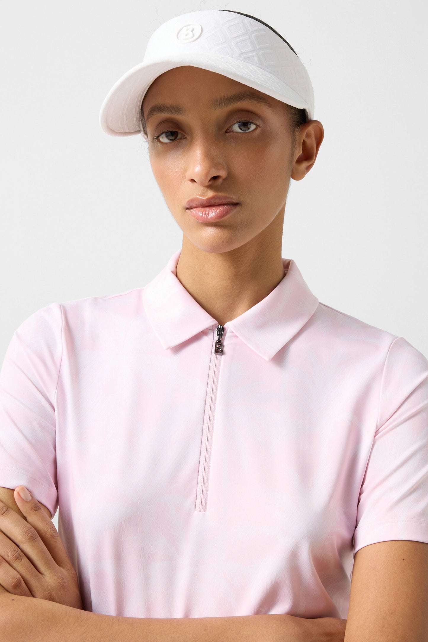 Fine Jersey Zip Palm Tree Polo Top
