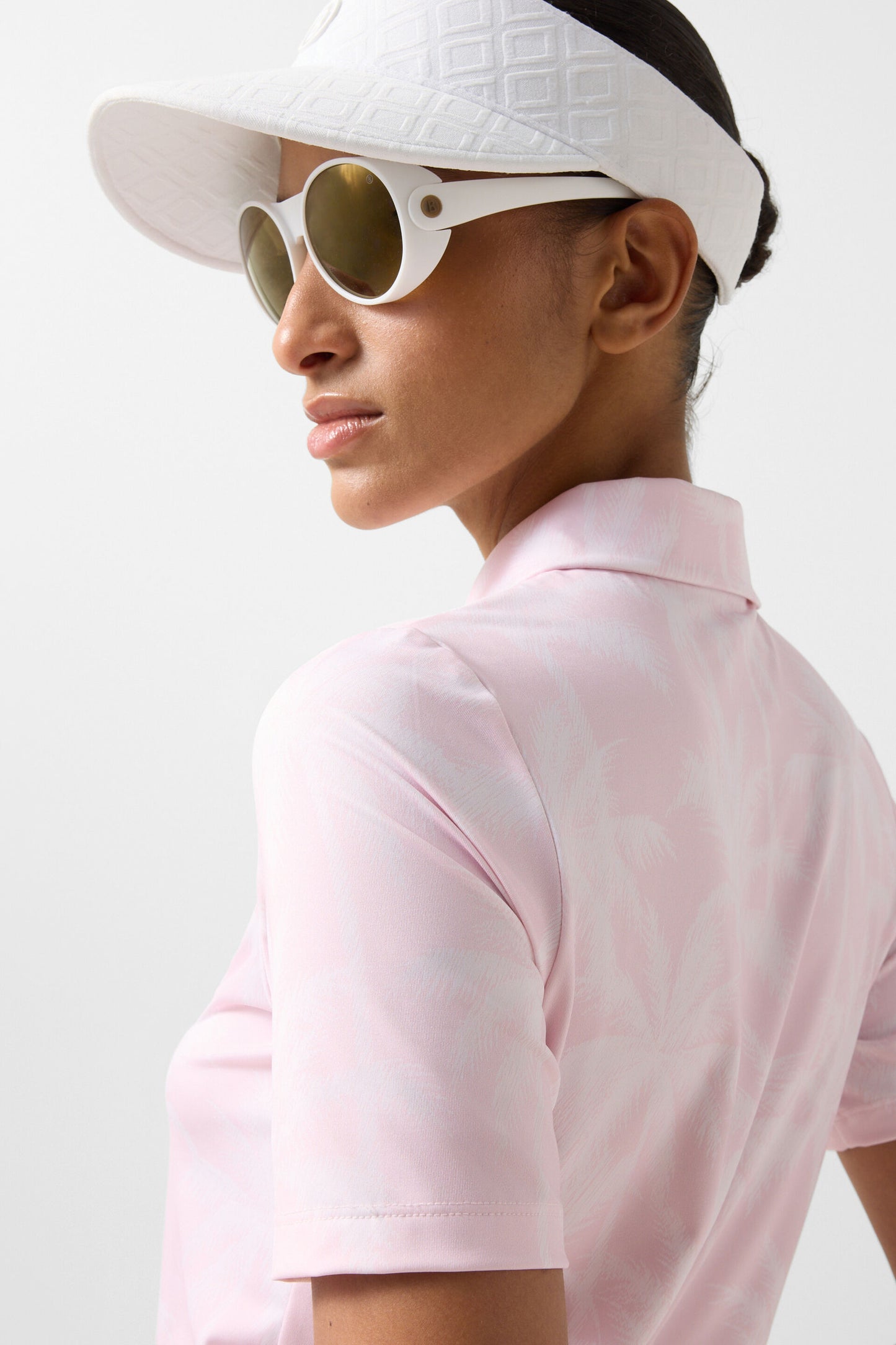 Fine Jersey Zip Palm Tree Polo Top