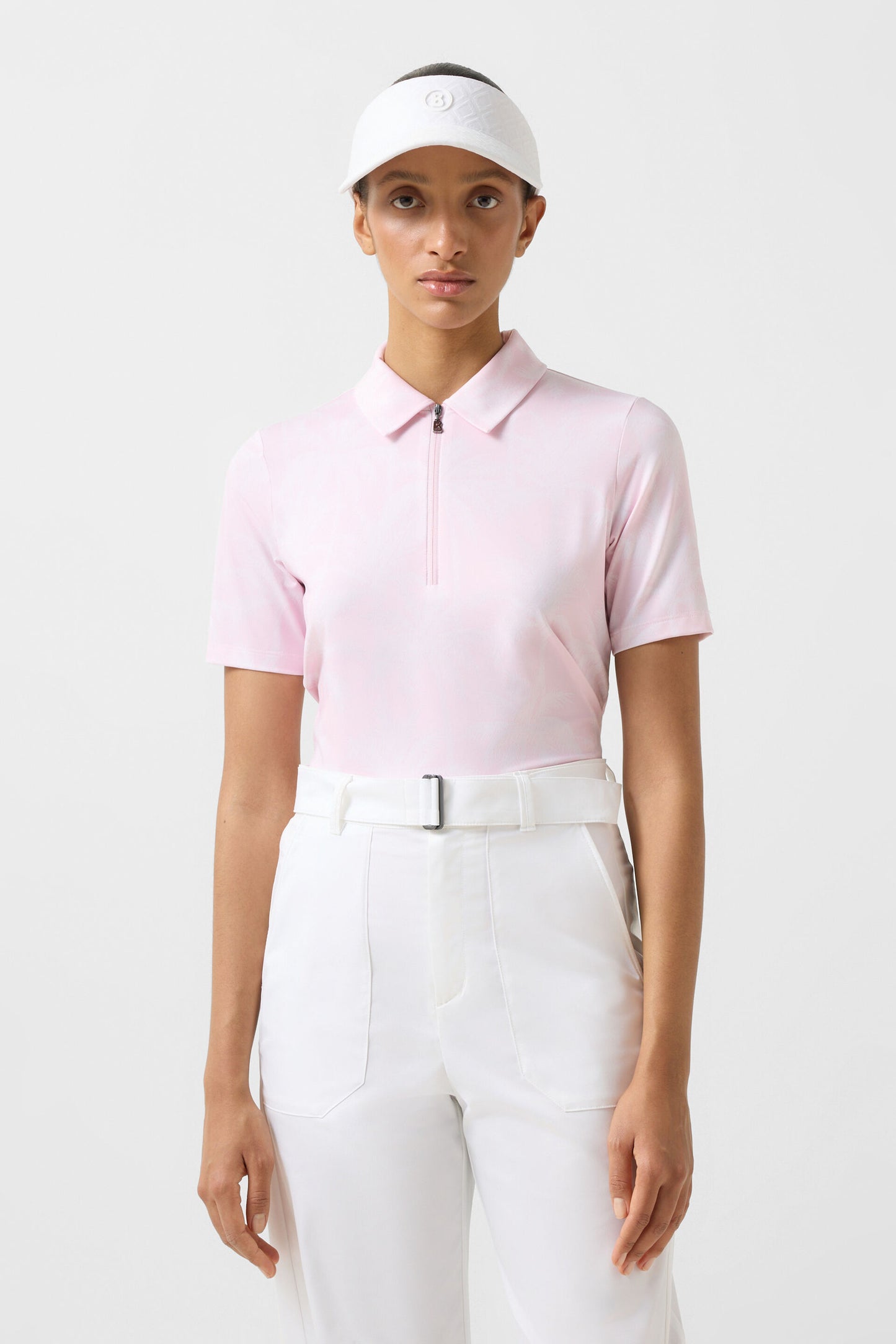 Fine Jersey Zip Palm Tree Polo Top