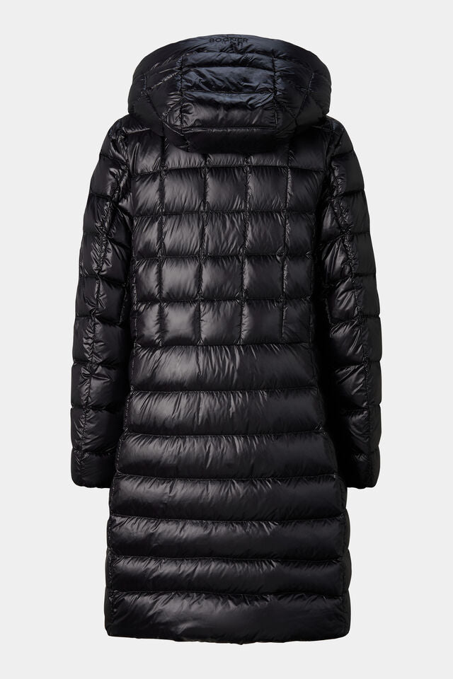 Quilted Glossy Midi Down Coat