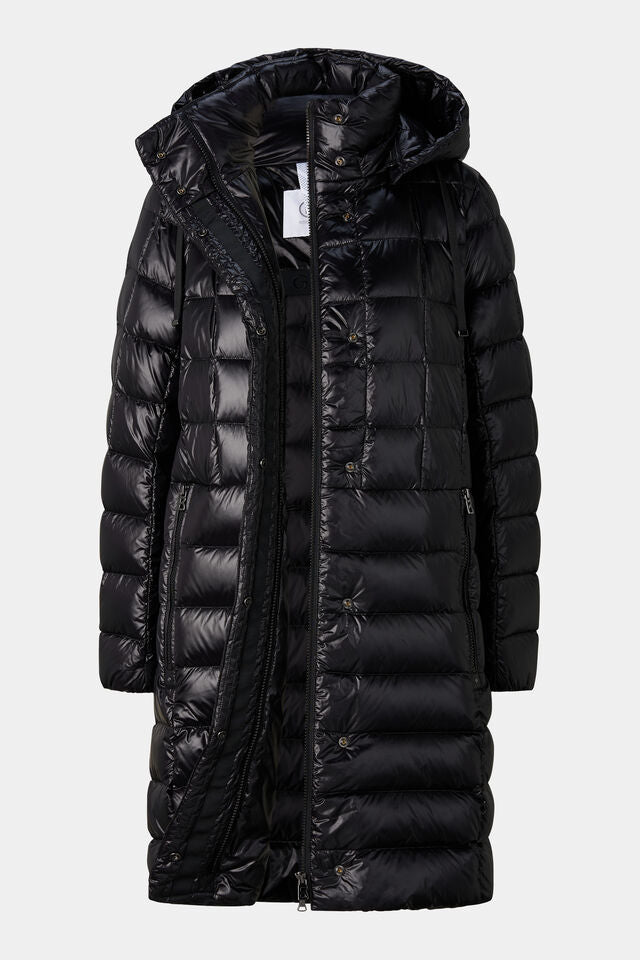 Quilted Glossy Midi Down Coat