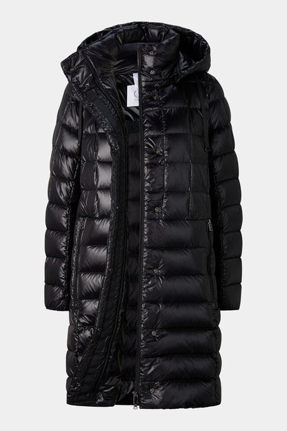 Quilted Glossy Midi Down Coat