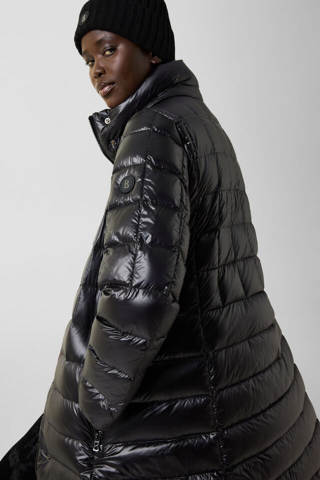 Quilted Glossy Midi Down Coat