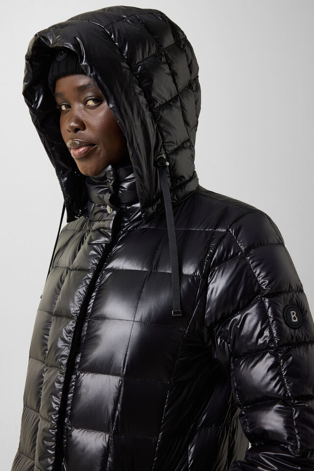 Quilted Glossy Midi Down Coat