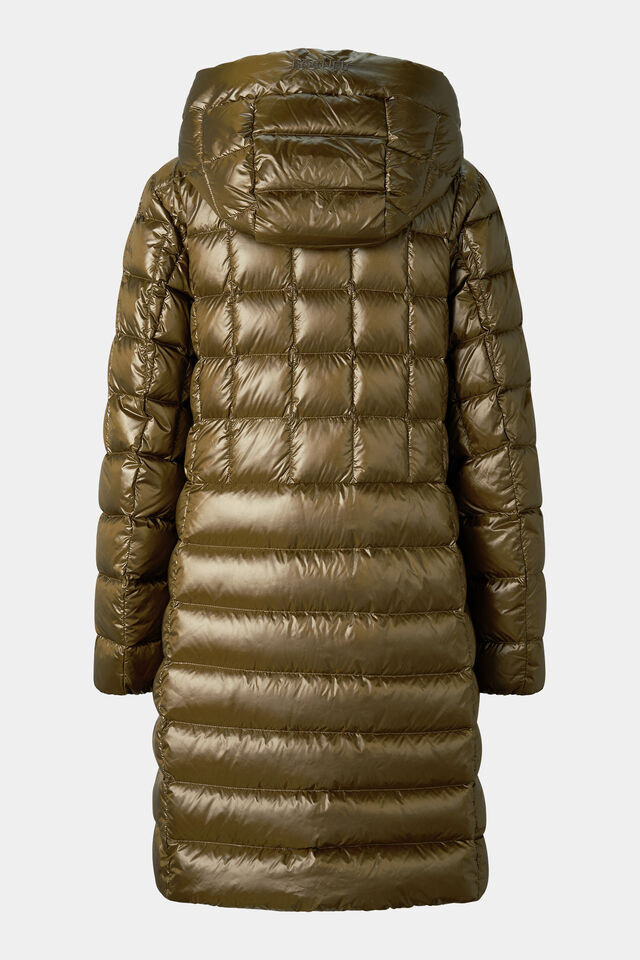 Quilted Glossy Midi Down Coat