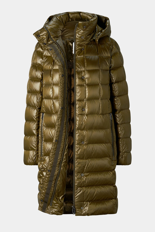 Quilted Glossy Midi Down Coat
