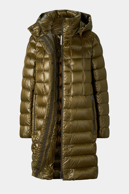 Quilted Glossy Midi Down Coat