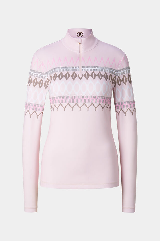 Zig-Zag Detailed Jersey Zip Top
